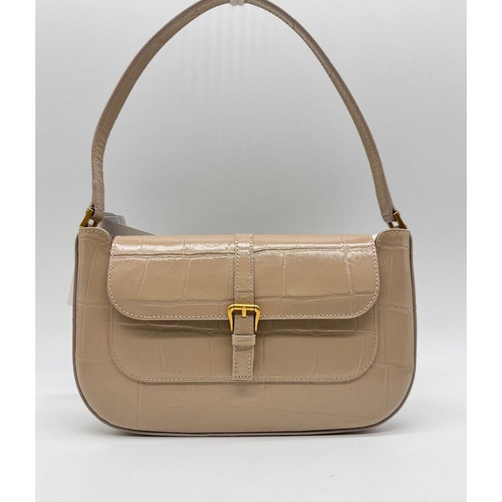 BY FAR Miranda croc embossed leather shoulder bag + Dust bag -Taupe /Beige